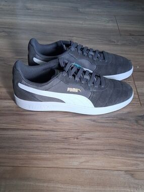 Puma Men's Charcoal Suede Sneakers with White Formstrip